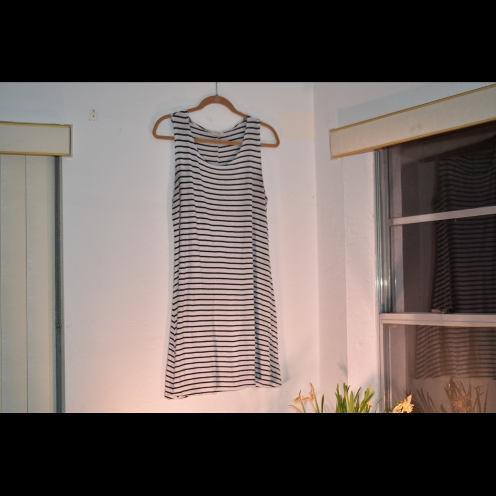 Olivia Rae, stripped blue and white dress
